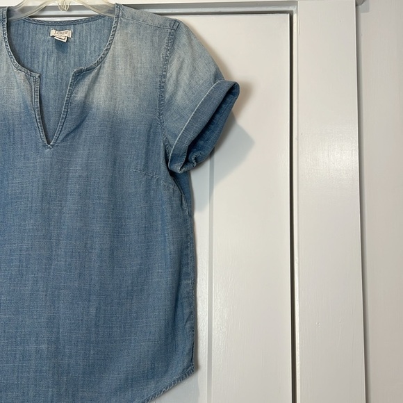 J. Crew ombré Blue 100% cotton Cuffed Sleeve Mandarin Collar Blouse size small. - Picture 3 of 7